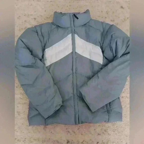 Columbia Women's Colorblocked Blue and Gray Down Puffer Jacket  L - Picture 10 of 15
